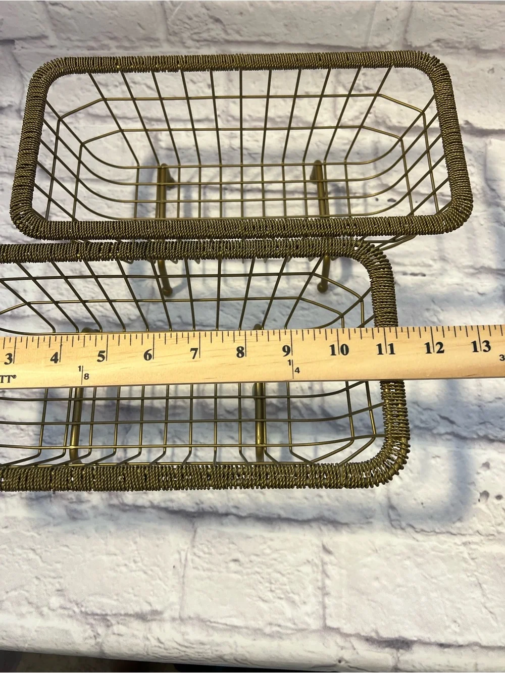 Gold Wire Storage Baskets - Set of 2